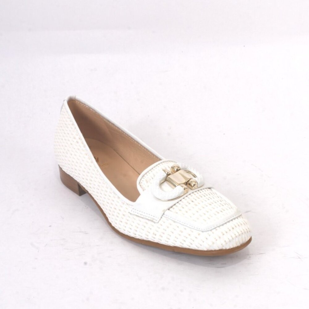Luca Grossi 214 White Leather Classic Loafer Flat Shoe